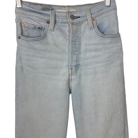 Levis Ribcage Straight Ankle Jeans Womens 25 Light Wash Button Fly Loose - Picture 2 of 8